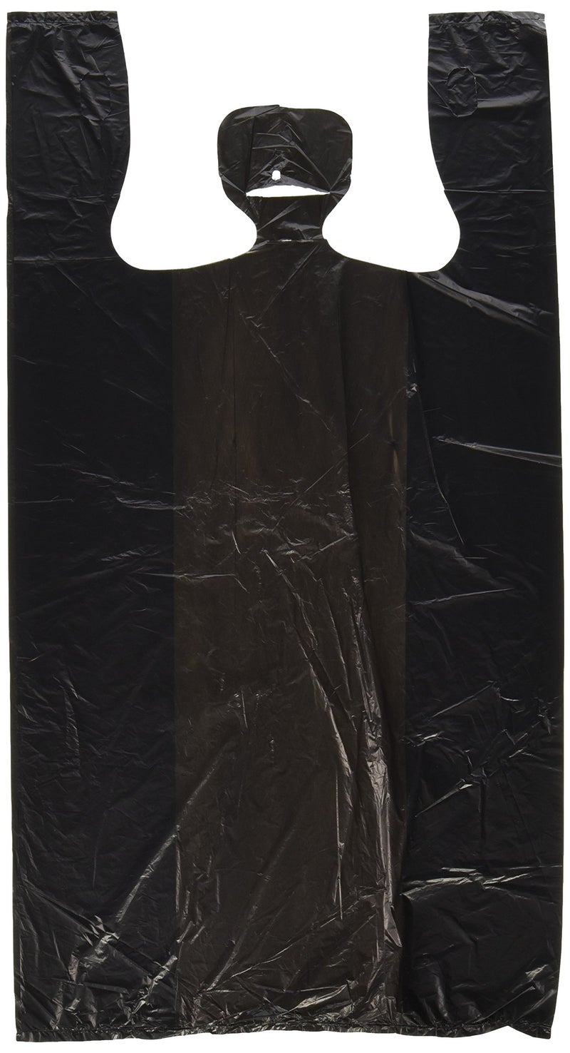 100ct Black Plastic T-Shirt Shopping Bags (6x4x15-13mic)